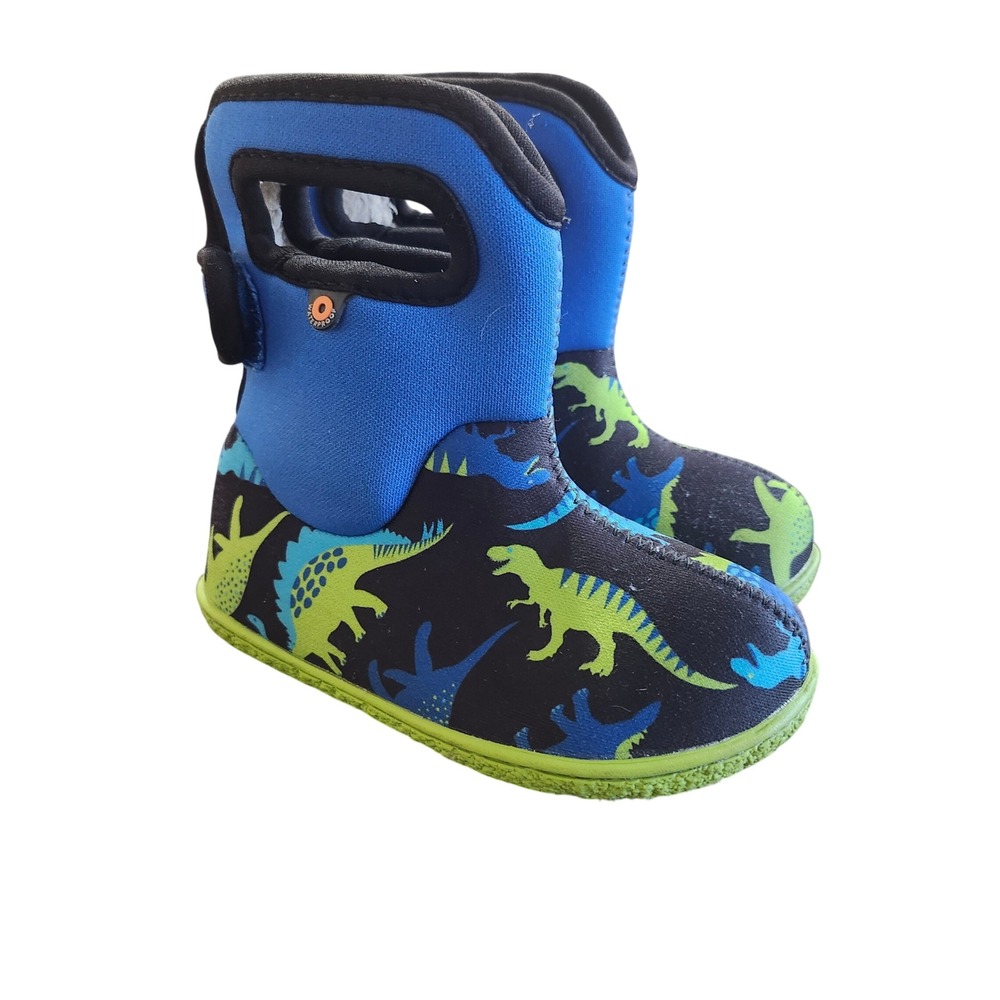 Bogs Baby Bogs Dino Boots Infants 7 Blue Dinosaur Waterproof Insulated